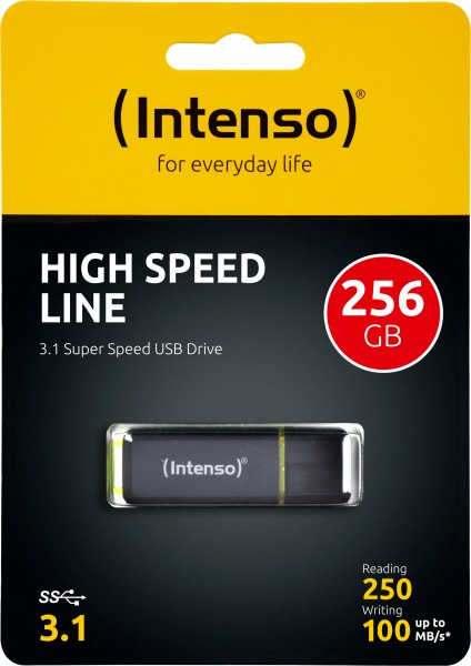 Intenso USB 3.1 Stick 265GB, High Speed Line, zwart type A, (R) 250MB/s, (W) 100MB/s, blisterverpakking