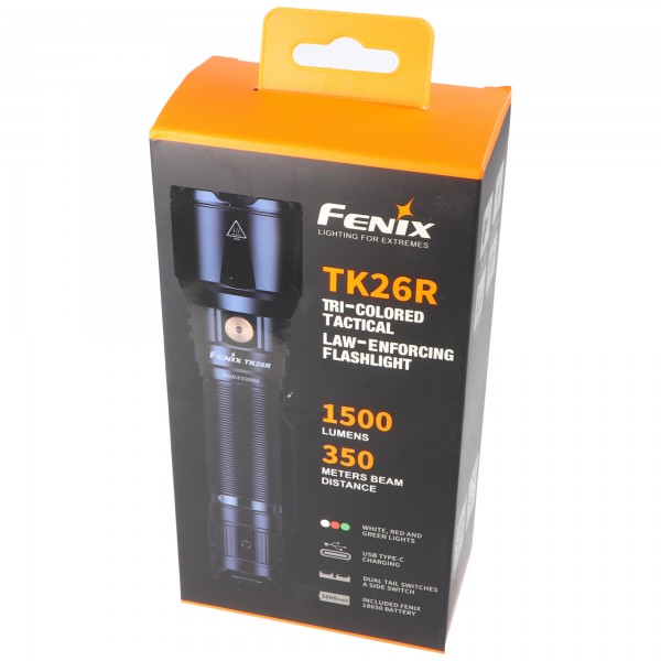 Fenix TK26R LED-zaklamp max. 1500 lumen en 347 meter verlichtingsbereik, driekleuren, inclusief 3500mAh Li-Ion-batterij