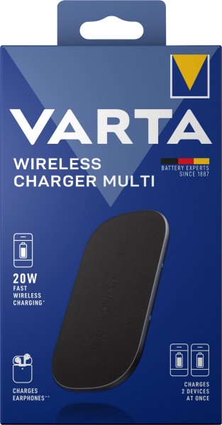 Varta Fast Wireless Charger Multi, Qi, 9V, zwart USB Micro-B, retailblister