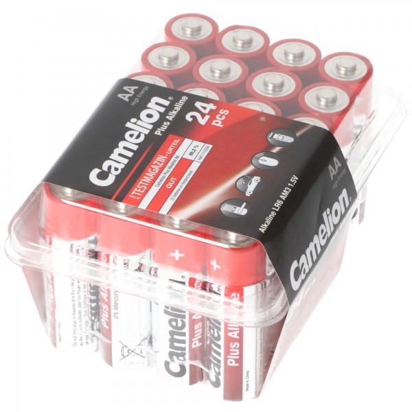Camelion Plus alkaline AA-batterijen, 24 stuks in een praktische opbergdoos