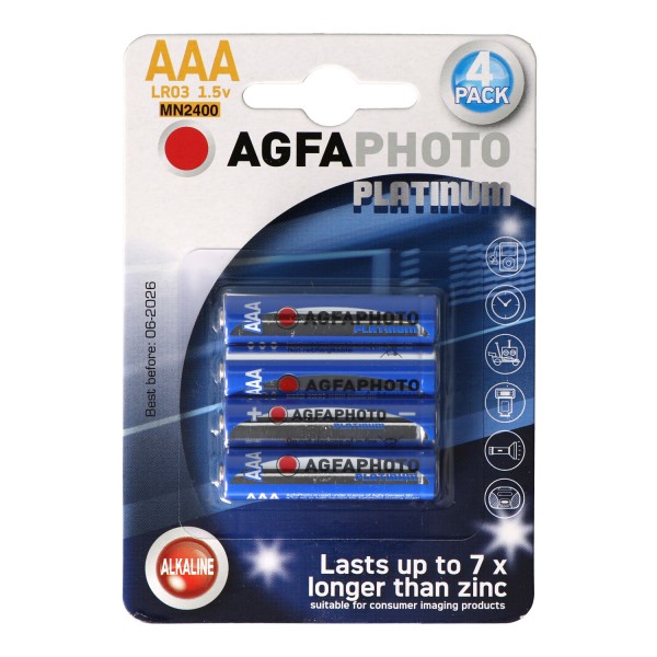 AgfaPhoto Micro AAA alkaline batterij LR03 4-pack Platinum