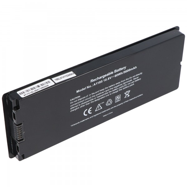 AccuCell-batterij geschikt voor Apple Macbook 13 A1185, MA561 zwart