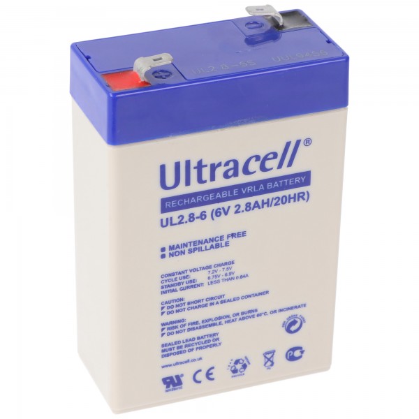 Ultracell UL2.8-6 6V 2.8Ah loodaccu AGM loodgelaccu