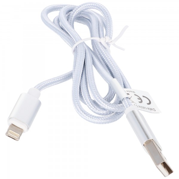 USB-gegevenskabel voor Apple iPhone XS, iPhone XS Max, iPhone XR, innovatieve 2in1-connector voor iPhone en Micro USB, ongeveer 1 meter lang, zilver