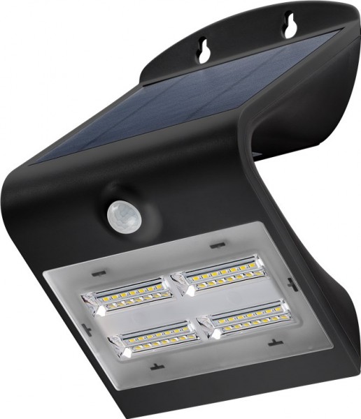 LED-wandlamp op zonne-energie Goobay met bewegingsmelder, 3,2 W, zwart - LED-zonnelamp biedt een neutraal witte verlichtingsoplossing voor huisingangen, carports en trappen