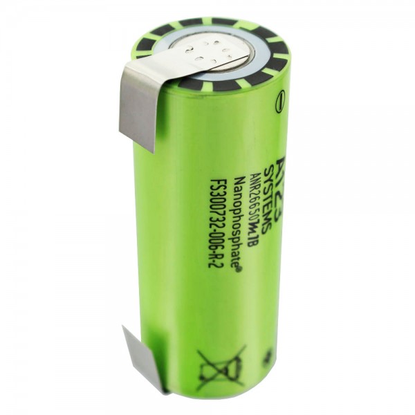 A123 ANR26650M1B 2500 mAh 3,3 V LiFePo4-batterij met soldeertags U-vorm, onbeschermd, 26,25x65 mm