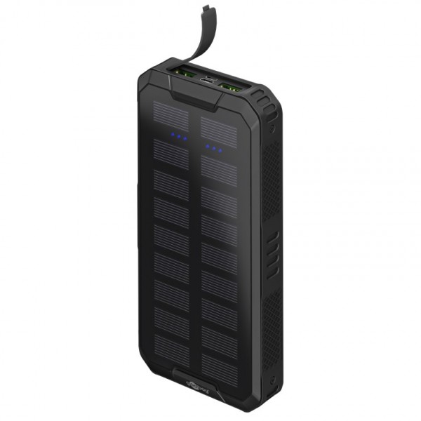 Goobay Outdoor snelladende powerbank met solar 20.000 mAh (USB-C™ PD, QC 3.0) - Robuuste allround voeding voor buitengebruik