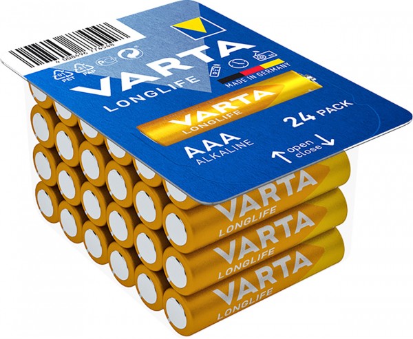 Varta Batterij Alkaline, Micro, AAA, LR03, 1.5V Longlife, Doos (24-pack)