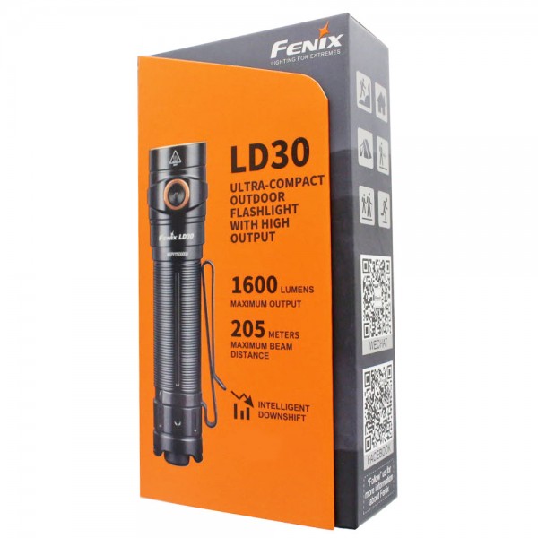 Fenix LD30 LED-zaklamp voor buiten max. 1600 lumen en 205 meter verlichtingsbereik, levering zonder batterij