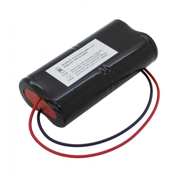 Noodverlichting batterij NiCd 4.8V 2500mAh L2x2 Baby met 200mm kabel