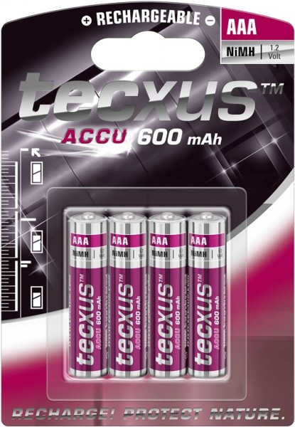 Tecxus AAA (Micro)/HR03 - 600 mAh - Nikkel-metaalhydride (NiMH) oplaadbare batterij, 1,2 V