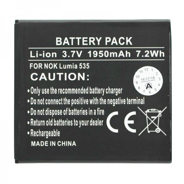 Batterij geschikt voor de Nokia Lumia 535 batterij voor de Nokia BL-L4A batterij