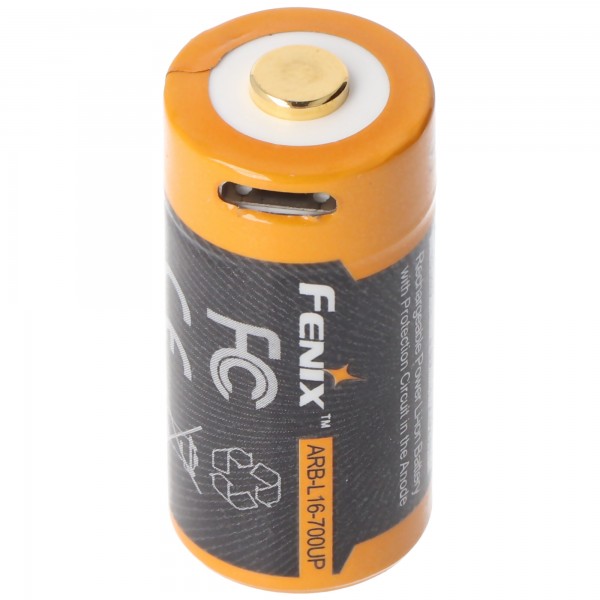 Fenix ARB-L16-700UP beschermde Li-ionbatterij 16340 RC123A voor PD25 PD22UE, met USB-oplaadaansluiting