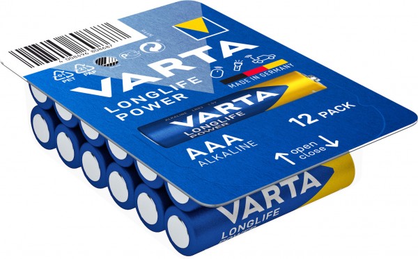 Varta Batterij Alkaline, Micro, AAA, LR03, 1.5V Longlife Power, Doos (12-Pack)