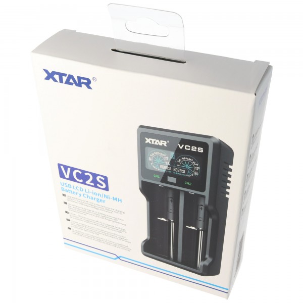 Xtar VC2S - lader voor Li-Ion- en NIMH-batterijen incl. USB-kabel