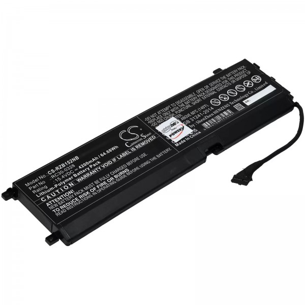 Accu geschikt voor gaming laptop Razer Blade 15 2020, 15 2021, RZ09-0328, type RC30-0328 - 15,4V - 4200 mAh