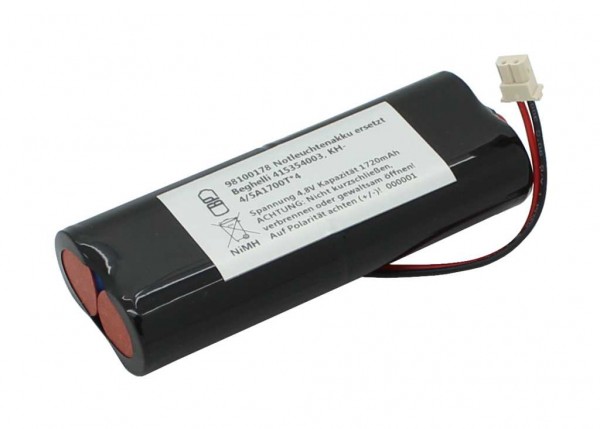 Noodverlichting batterij NiMH 4.8V 1720mAh L2x2 4/5A met kabel en stekker vervangt Beghelli