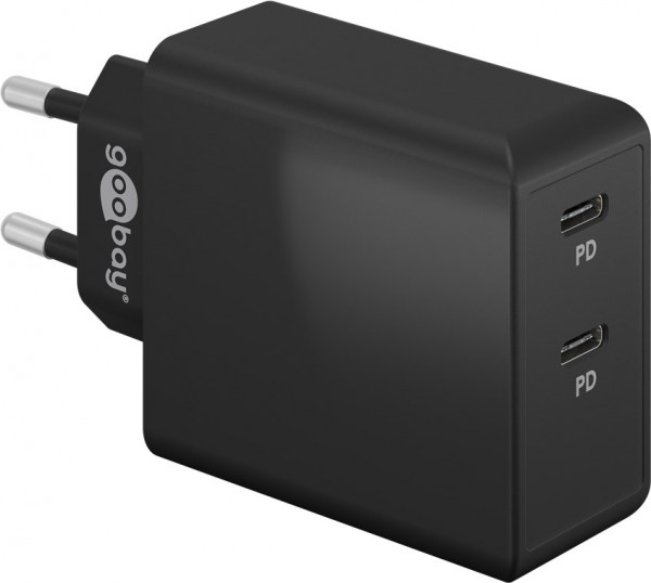 Goobay Dual-USB-C™ PD snellader (36 W) zwart - oplaadadapter met 2x USB-C™-poorten (Power Delivery)