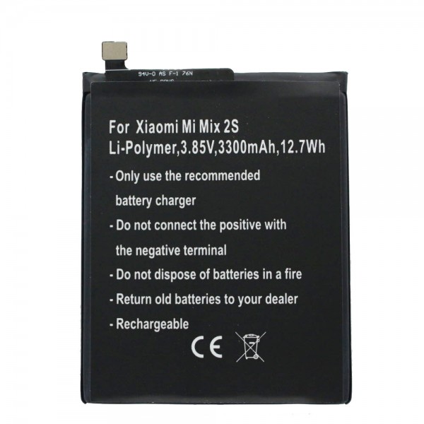 Batterij geschikt voor Xiaomi Mi Mix 2S Li-Polymer batterij BM3B 3.85 Volt 3300 mAh, 12,7 Wh, ingebouwd, zonder gereedschap