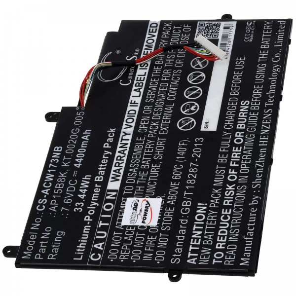Batterij voor laptop Acer Aspire Switch 11 SW5-173 / Aspire Switch 11 SW5-173P / Type AP15B8K - 7.6V - 4400 mAh