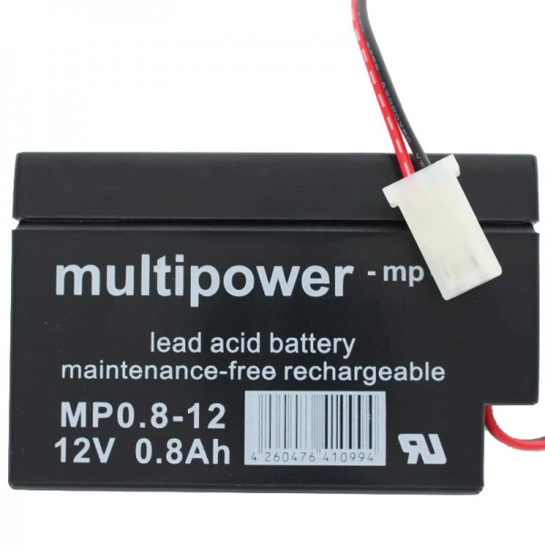 Multipower MP0.8-12AMP 12 volt 800mAh met AMP-stopcontact