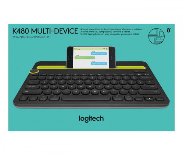Logitech Keyboard K480, Draadloos, Bluetooth, zwart Multi-Device, DE, Retail