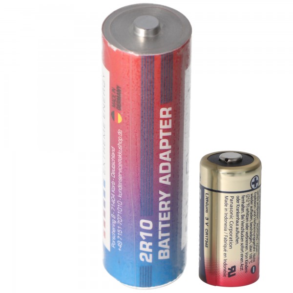 Adapter batterij 2R10 duplex stick batterij, 2R10R, 3010, 2010, 3.0 volt 73x21mm max. 1600mAh