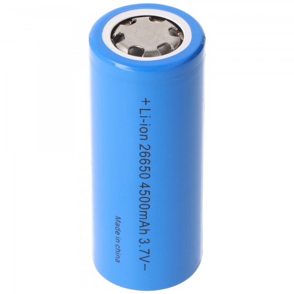 4500mAh Li-ion batterij 26650A 3.6V, 3.7V, max. 15A ontlaadstroom, 26.5x65.2mm