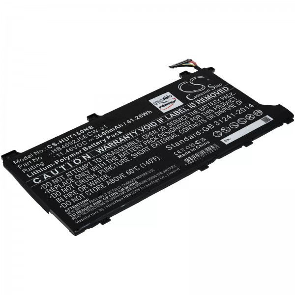 Accu geschikt voor laptop Huawei MateBook D 15 2020, MagicBook 15 4500U, type HB4692J5ECW-31 - 11.46V - 3600 mAh