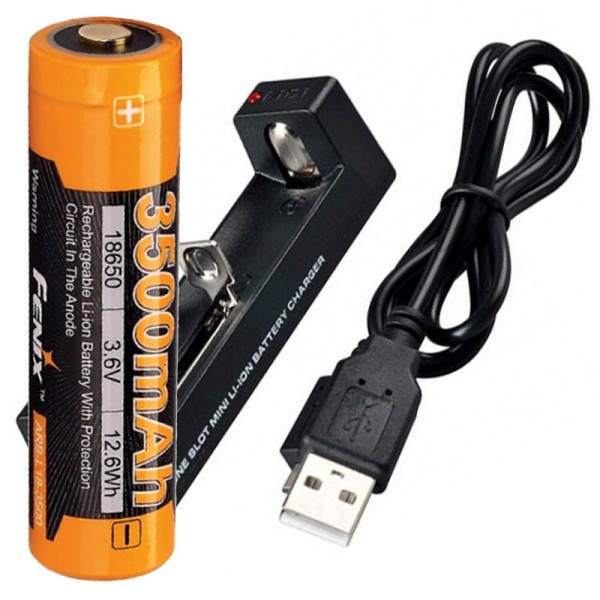 18650 Li-ionbatterij en 1-bay USB-snellader met tot 1 Ah laadstroom