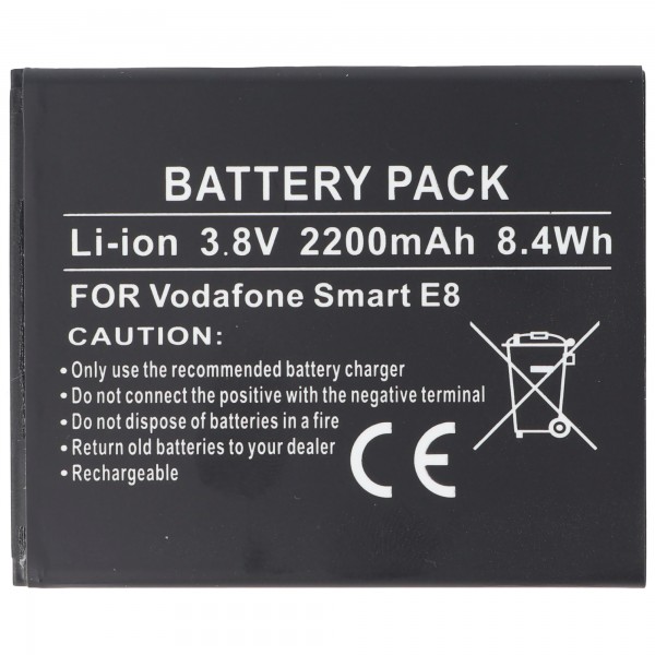 Batterij geschikt voor Vodafone Smart E8 batterij Li3822T43P4h736040, VFD510 Li-ion, 3.8V, 2200mAh, 8.4Wh