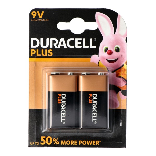 Duracell MN1604 Plus Power 9V alkaline batterij E-Block 6LR61 in een blister van 2