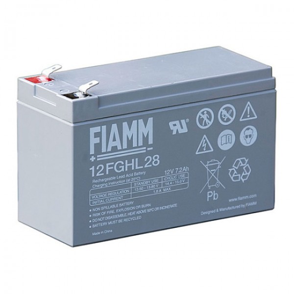 Fiamm 12FGHL28 loodbatterij met Faston 6,3 mm 12V, 7200mAh
