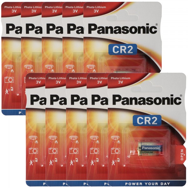 Panasonic CR2 lithiumbatterij CR2EP, CR-2 batterijpakket van 10