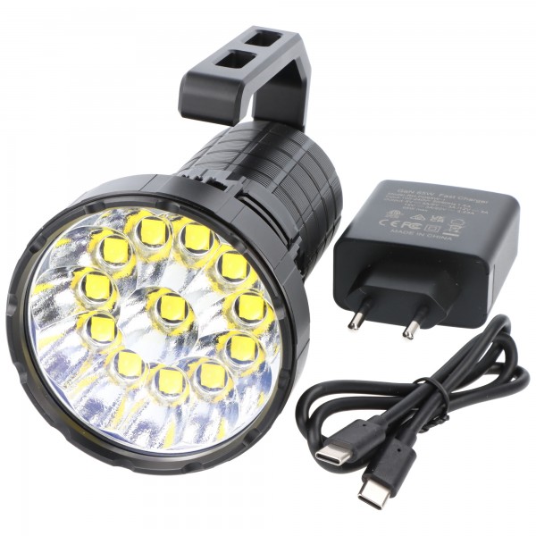 Imalent MS12 Mini C LED-zaklamp met 65.000 lumen, 1.036 meter bereik, warm wit, drie ventilatoren, met handvat