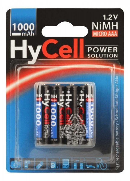 HyCell NiMH batterij type 1000 Micro 800mAh blister van 4
