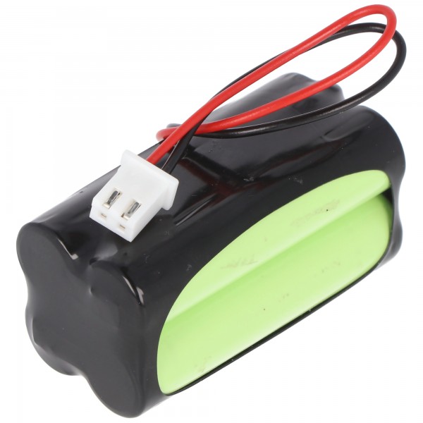 Noodverlichtingsbatterij NiMH 4.8V 600mAh F2x2 Micro AAA met 100mm kabel en stekker, vervangt Fischer AW-0480-0080-AAA-NM01