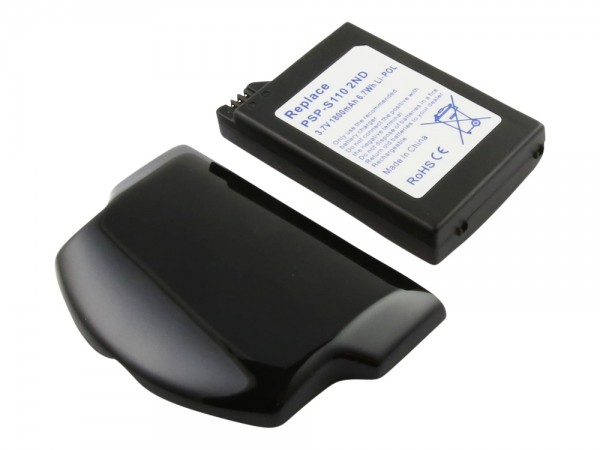 Accu geschikt voor Sony PSP-S110, Li-Polymer, 3,7V, 1800mAh, 6,7Wh, 2e generatie - met behuizing
