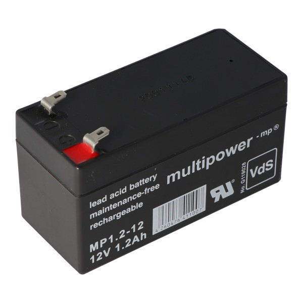 Multipower MP1.2-12-loodbatterij met 4,8 mm Faston-stekkercontacten