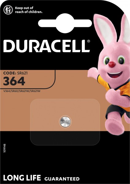 Duracell batterij zilveroxide, knoopcel, 364, SR60, 1,5 V horloge, blisterverpakking (1-pack)