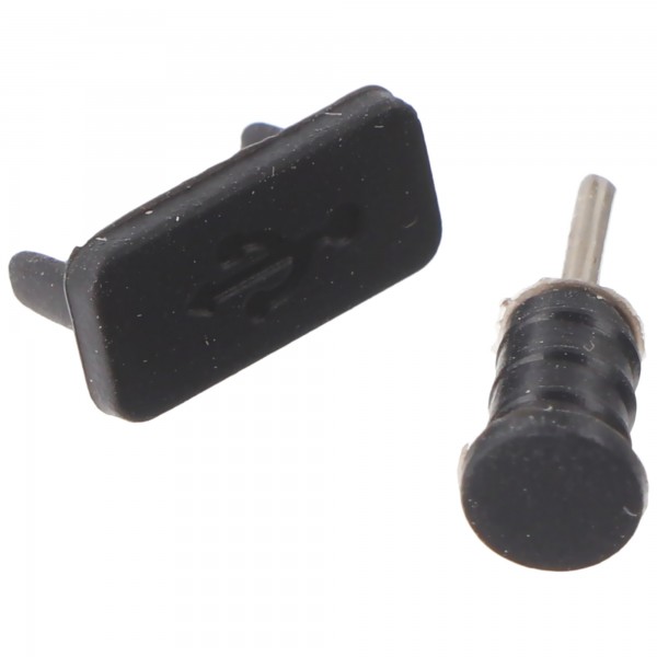 AccuCell stofkap set voor USB Type C (USB-C) & koptelefoonaansluiting zwart