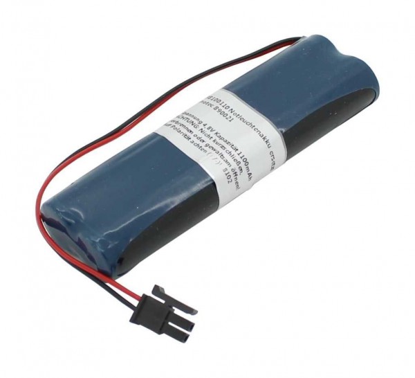 Noodverlichting batterij NiMH 4.8V 1100mAh L2x2 Mignon AA met 150 mm kabel & stekker vervangt Inotec 890021