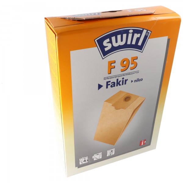 Swirl stofzuigerzak F95 Classic van speciaal papier voor fakir- en nilco-stofzuigers