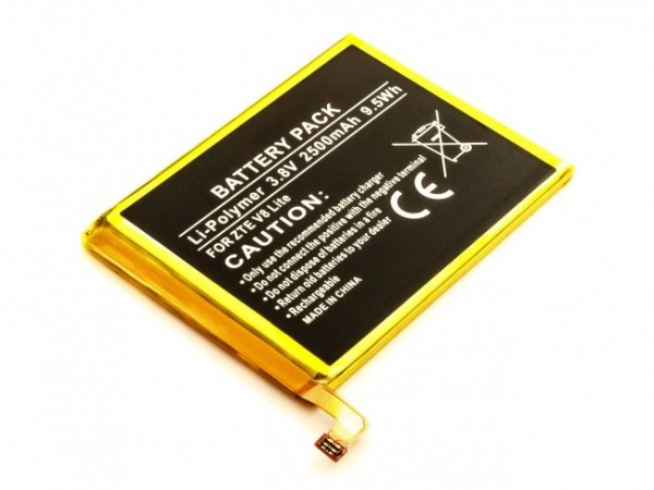 Batterij geschikt voor ZTE V8 Lite, Li-Polymer, 3.8V, 2500mAh, 9.5Wh, ingebouwd, zonder gereedschap