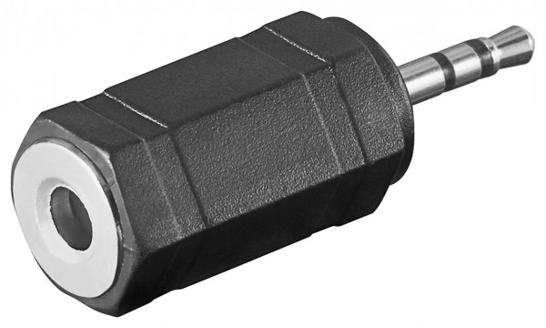 Goobay hoofdtelefoonadapter, AUX-jackplug 2,5 mm naar 3,5 mm - 1x 2,5 mm jackplug (3-pins, stereo) > 1x 3,5 mm jackplug-bus (3-pins, stereo)
