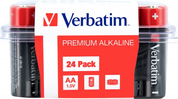 Verbatim Batterij Alkaline, Mignon, AA, LR06, 1.5V Premium, Doos (24-pack)