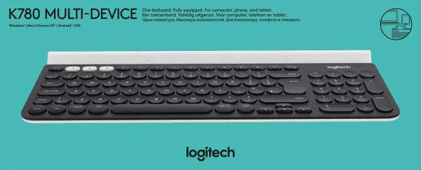 Logitech Keyboard K780, Wireless, Unifying, Bluetooth, zwart Multi-Device, DE, Retail