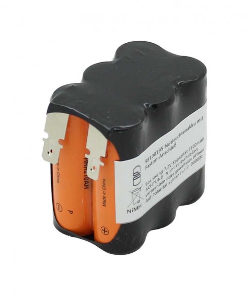 Noodverlichting batterij NiMH 7.2V 2100mAh F2x3 A met Faston aansluiting