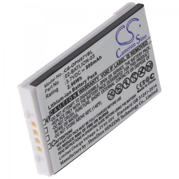 Batterij geschikt voor Opticon OPL-7724, OPL-7734, OPL-9700, OPL-9712, OPL-9713, OPL-9723, OPL-9724, OPL-9725, OPL-9727, OPL-9728, 02-BATLION-03, 11267, ORBLIOP0012