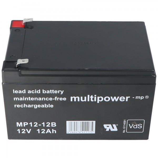 Multipower MP12-12B loodbatterij 12 volt 12Ah,